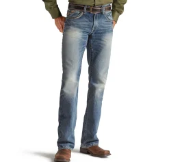 Bottoms|ARIAT M5 Slim Ridgeline Stackable Men's Straight Leg Jean Blue