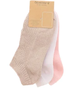 Socks|BEARPAW 3-Pack Cotton Blend Vertical Texture Women's Low Cut Socks Multicolor