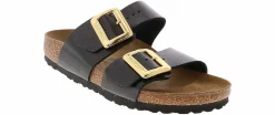 Comfort Sandals|Flat Sandals|BIRKENSTOCK Sydney Luxe Buckle Women's Footbed Sandal Black