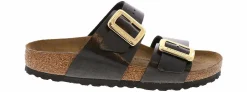 Comfort Sandals|Flat Sandals|BIRKENSTOCK Sydney Luxe Buckle Women's Footbed Sandal Black