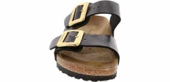 Comfort Sandals|Flat Sandals|BIRKENSTOCK Sydney Luxe Buckle Women's Footbed Sandal Black