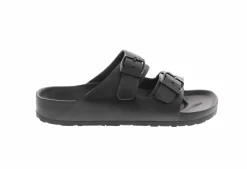 Flat Sandals|Footbed Sandals|BTW Trey Two Band Women's Sandal - Black