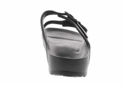 Flat Sandals|Footbed Sandals|BTW Trey Two Band Women's Sandal - Black