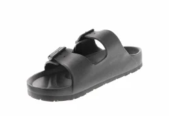 Flat Sandals|Footbed Sandals|BTW Trey Two Band Women's Sandal - Black