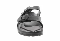 Flat Sandals|Footbed Sandals|BTW Trey Two Band Women's Sandal - Black