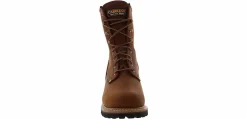 Safety Toe Boots|Slip Resistant|CAROLINA 8-inch Logger Men's Waterproof Steel Toe Work Boot Brown