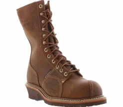 Safety Toe Boots|Slip Resistant|CAROLINA Linesman 10 Men’s Wide-Width Composite Toe Boot Brown
