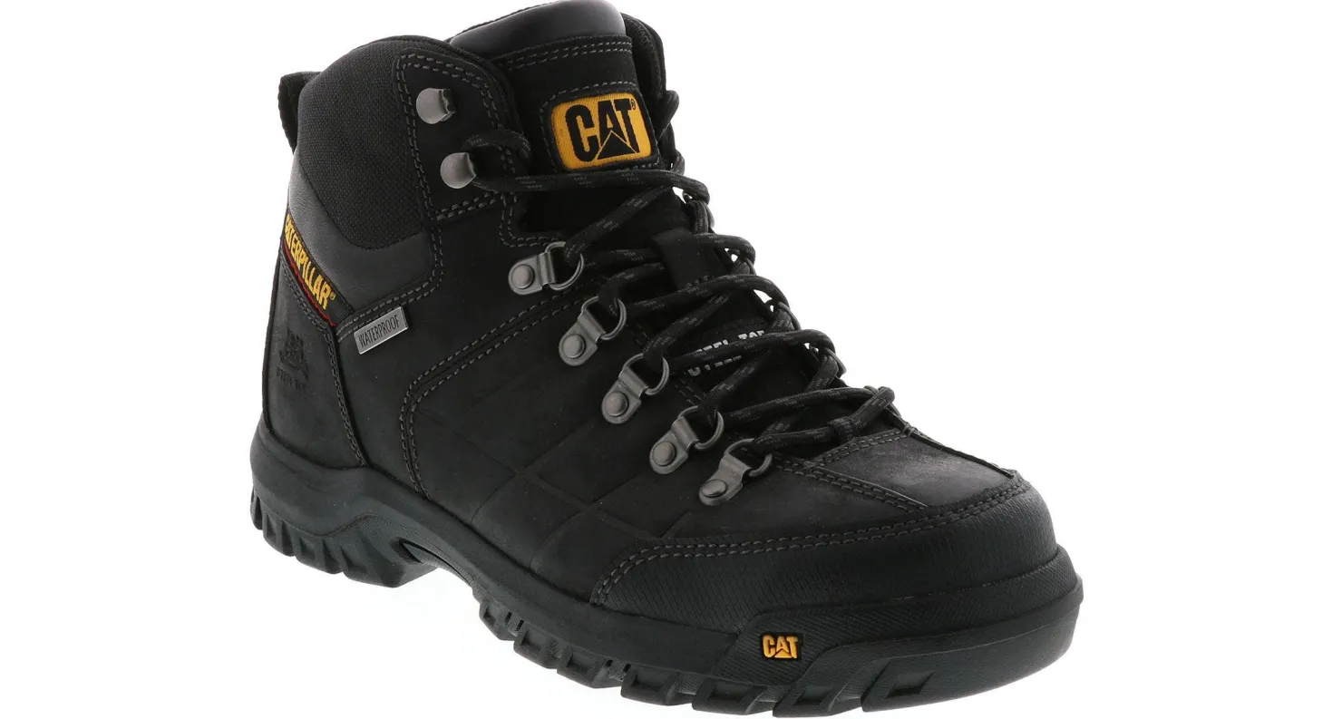 Safety Toe Boots|Slip Resistant|CATERPILLAR Threshold Men's Wide-Width Steel Toe Work Boot Black
