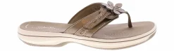Comfort Sandals|Flip Flops|CLARKS Breeze Opal Pewter Cloudstepper Women’s Sandal Beige