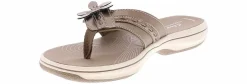 Comfort Sandals|Flip Flops|CLARKS Breeze Opal Pewter Cloudstepper Women’s Sandal Beige