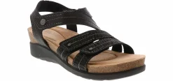 Comfort Sandals|Footbed Sandals|CLARKS Calenne Clara Women's Wedge Sandal Black