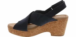 Wedge & Platform Sandals|Heeled Sandals|CLARKS Giselle Dove Buckle Women's Wedge Sandal Blue