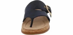 Comfort Sandals|Flip Flops|CLARKS Reileigh Park Navy Buckle Women's Thong Sandal Blue