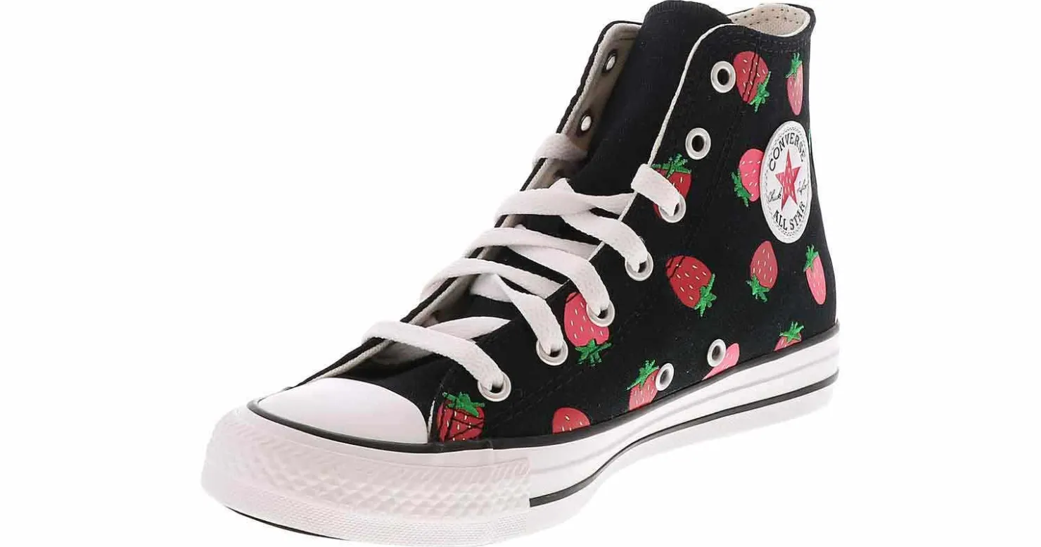Athletic & Sneakers|CONVERSE Chuck Taylor All Star Strawberries Junior Girls’ (4-7) Hi-Top Canvas Sneaker Black