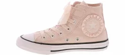 Athletic & Sneakers|Casual|CONVERSE Chuck Taylor All Star Ruffles and Bows Youth Girls’ (11-3) Hi-Top Sneaker Pink