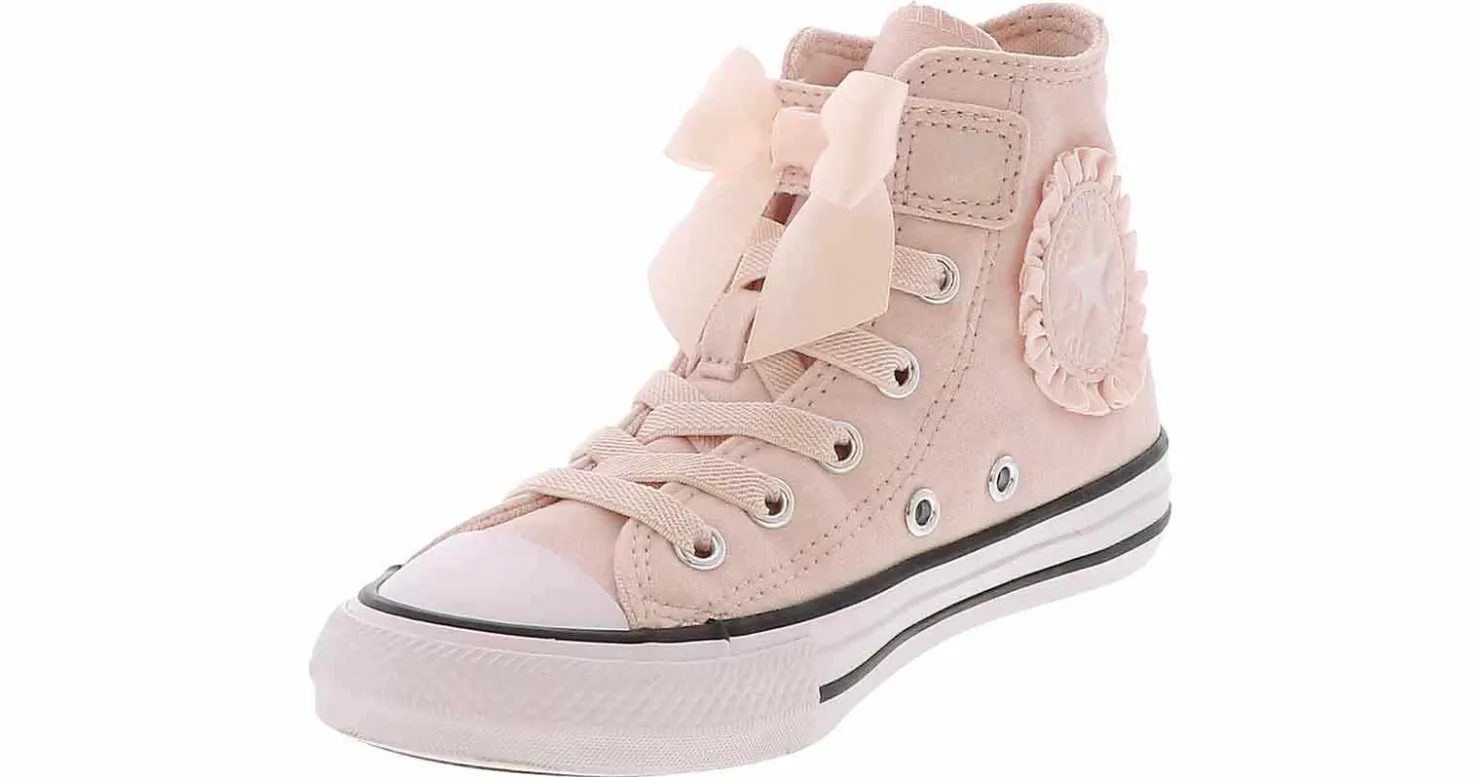 Athletic & Sneakers|Casual|CONVERSE Chuck Taylor All Star Ruffles and Bows Youth Girls’ (11-3) Hi-Top Sneaker Pink
