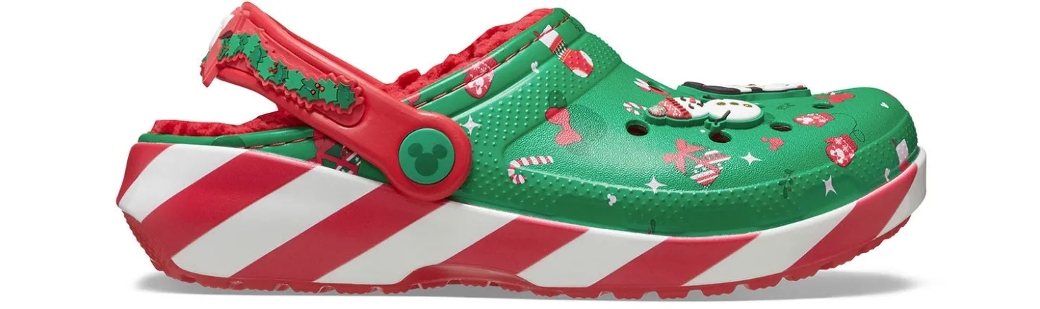 Casual|Casual|CROCS Mickey Mouse Holiday Lined Toddler Kids' (5-10) Clog Green