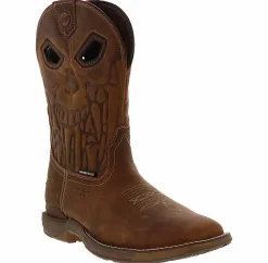 Safety Toe Boots|Slip Resistant|DOUBLE H Lycan 11 Inch Roper Men’s Composite Toe Work Boot Brown
