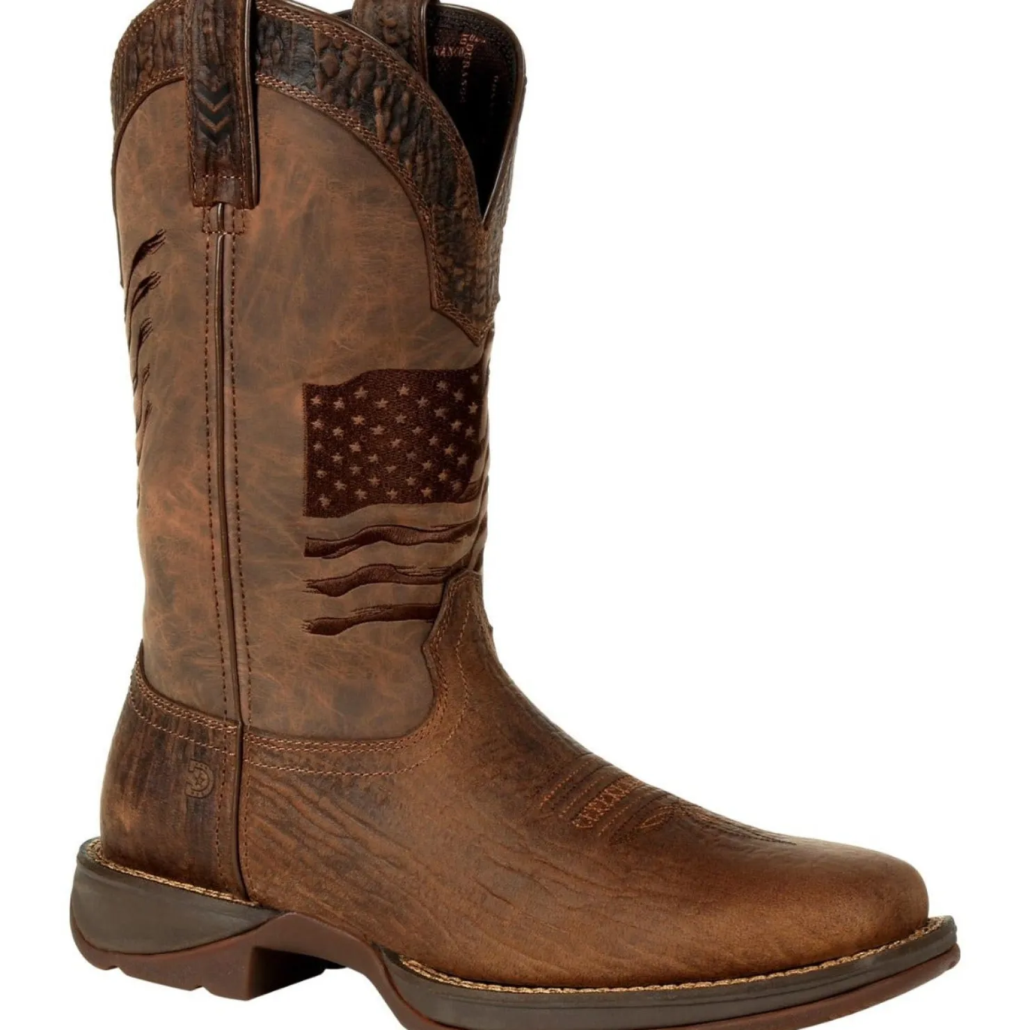 Western Boots|DURANGO 12-Inch Distressed Flag Men's Western Boot Brown