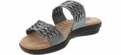 Comfort Sandals|Wedge & Platform Sandals|EASY STREET Agata Wrapped Two Band Women’s Comfort Wedge Sandal Blue