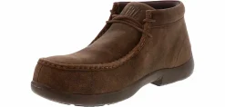 Safety Toe Athletics|Slip Resistant|FRYE Driving Moc ESD Men's Composite Toe Work Shoe Brown
