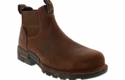 Safety Toe Boots|Slip Resistant|GEORGIA BOOTS Chelsea Men's Steel Toe Work Boot Brown