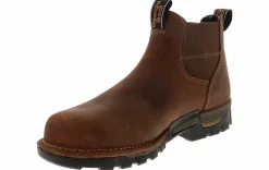 Safety Toe Boots|Slip Resistant|GEORGIA BOOTS Chelsea Men's Steel Toe Work Boot Brown