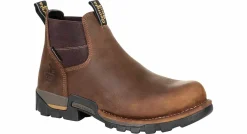 Soft Toe Boots|Slip Resistant|GEORGIA BOOTS Eagle One Chelsea Men's Soft Toe Work Boot Brown