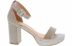 Heeled Sandals|Special Occasion|HEART IN D Smoor Stone Women’s Wide-Width Fashion Heel Silver