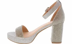 Heeled Sandals|Special Occasion|HEART IN D Smoor Stone Women’s Wide-Width Fashion Heel Silver