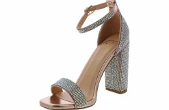 Heeled Sandals|Special Occasion|HEART IN D Styles Penny Iridescent Women’s Fashion Heel Silver