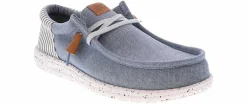 Canvas Shoes|Comfort Shoes|HEYDUDE Wally Funk Seersucker Men's Casual Shoe Blue