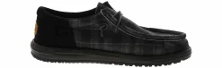 Comfort Shoes|HEYDUDE Wally Funk Waffle Plaid Men's Casual Shoe Black