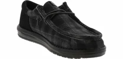 Comfort Shoes|HEYDUDE Wally Funk Waffle Plaid Men's Casual Shoe Black