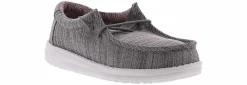 Casual|HEYDUDE Wally Linen Stone Youth Boys' (11-6) Casual Shoe Grey