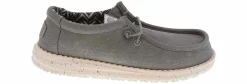 Casual|HEYDUDE Wally Stretch Canvas Youth Boys’ (11-6) Casual Shoe Grey