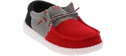 Casual|HEYDUDE Wally Tri Varsity Mesh Youth Boys’ (11-3) Casual Shoe Red