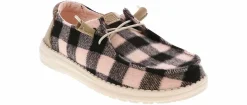 Flat|Comfort Shoes|HEYDUDE Wendy Buffalo Plaid Women’s Casual Shoe Pink