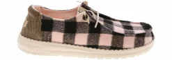 Flat|Comfort Shoes|HEYDUDE Wendy Buffalo Plaid Women’s Casual Shoe Pink