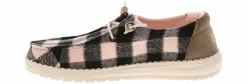 Flat|Comfort Shoes|HEYDUDE Wendy Buffalo Plaid Women’s Casual Shoe Pink