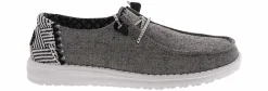Canvas Shoes|Flat|HEYDUDE Wendy Chambray Woven Onyx Women’s Casual Shoe Black