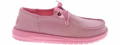 Flat|Comfort Shoes|HEYDUDE Wendy Funk Metallic Sparkle Women's Casual Shoe Pink