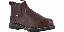 Safety Toe Boots|Slip Resistant|IRON AGE Ground Breaker Men's Steel Toe Slip-On Work Boot Brown