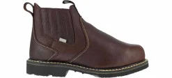 Safety Toe Boots|Slip Resistant|IRON AGE Ground Breaker Men's Steel Toe Slip-On Work Boot Brown