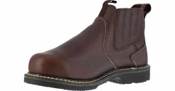 Safety Toe Boots|Slip Resistant|IRON AGE Ground Breaker Men's Steel Toe Slip-On Work Boot Brown