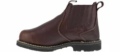 Safety Toe Boots|Slip Resistant|IRON AGE Ground Breaker Men's Steel Toe Slip-On Work Boot Brown