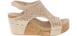 Comfort Sandals|Wedge & Platform Sandals|JELLYPOP Alasia Bone Women’s Wedge Sandal White
