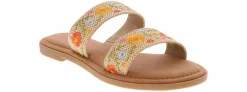 Comfort Sandals|Flat Sandals|JELLYPOP Rily Natural Embroid Women's Fashion Sandal Brown