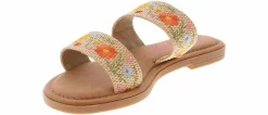 Comfort Sandals|Flat Sandals|JELLYPOP Rily Natural Embroid Women's Fashion Sandal Brown