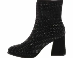 Short Boots & Booties|Wedge & Heeled Boots|MIA Piana Knit Stone Women’s Fashion Bootie Black